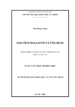Giải Tích Malliavin và Ứng Dụng Trong Tài Chính