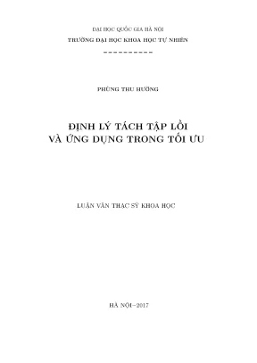 Định lý tách tập lồi và ứng dụng trong tối ưu hóa