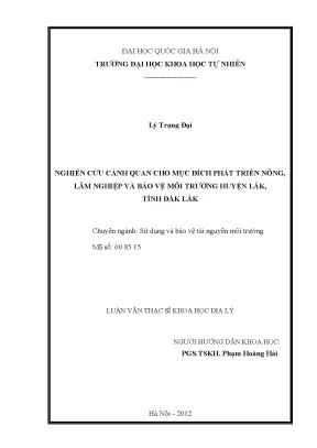 Nghiên cứu cảnh quan huyện Lắk: Phát triển nông lâm 