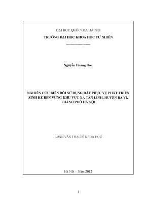 Nghiên cứu Biến Đổi Sử Dụng Đất và Phát Triển Sinh Kế 