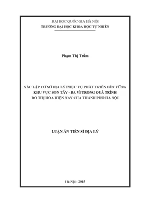 Phát Triển Bền Vững Khu Vực Sơn Tây - Ba Vì Trong Đô Thị