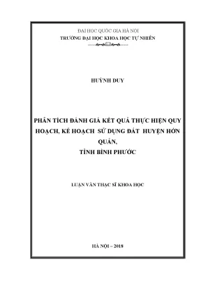 Đánh Giá Quy Hoạch Sử Dụng Đất Huyện Hớn Quản, Tỉnh Bình