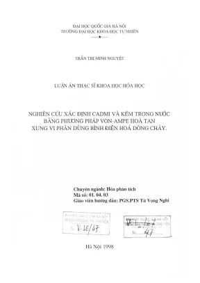 Xác định Cadmi và Kẽm trong nước - Luận văn thạc sĩ HUS