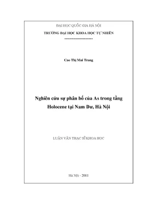 Nghiên cứu phân bố As trong tầng Holocene tại Nam Dư, Hà Nội