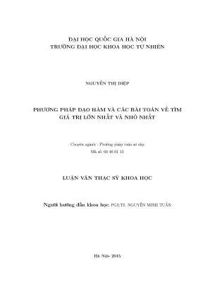 Phương Pháp Đạo Hàm và Bài Toán Tìm Giá Trị Cực Trong