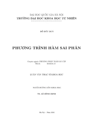 Phương Trình Hàm Sai Phân: Nghiên Cứu và Ứng Dụng trong