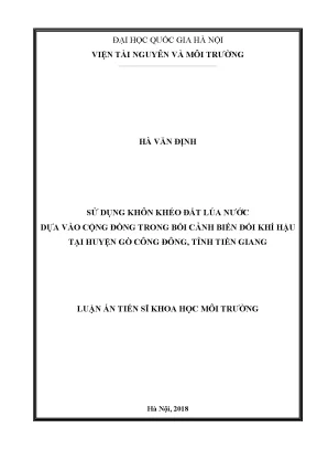 Nghiên cứu sử dụng đất lúa nước bền vững trong bối cảnh 