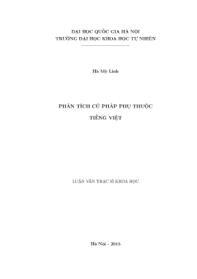 Phân Tích Cú Pháp Phụ Thuộc Tiếng Việt: Nghiên Cứu và 