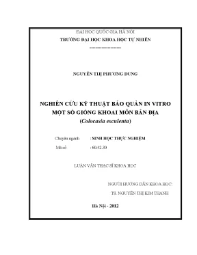 Nghiên cứu kỹ thuật bảo quản in vitro giống khoai môn