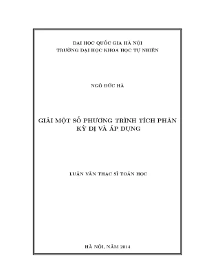 Giải Phương Trình Tích Phân Kỳ Dị và Ứng Dụng Trong Toán Học