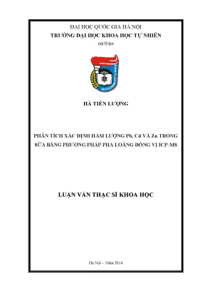 Phân Tích Hàm Lượng Pb, Cd và Zn Trong Sữa Bằng Phương