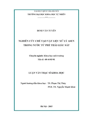 Nghiên cứu chế tạo vật liệu xử lý asen trong nước từ phế