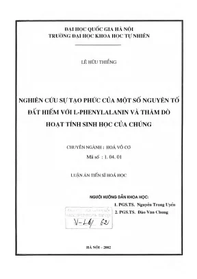 Luận án TS: Phức nguyên tố đất hiếm với l-phenylalanin