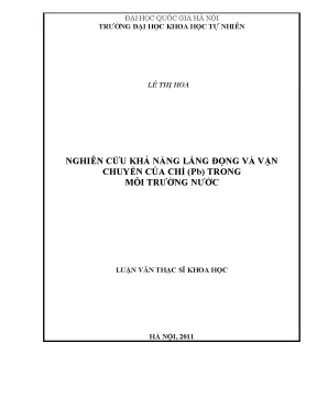 Nghiên cứu khả năng lắng đọng và vận chuyển chì (Pb)