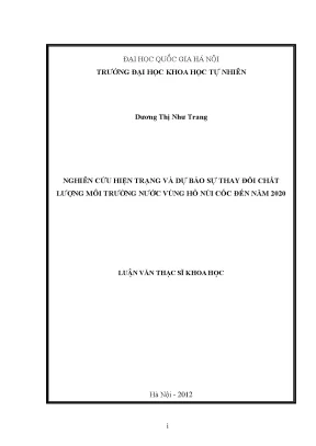 Nghiên cứu chất lượng môi trường nước hồ Núi Cốc đến năm