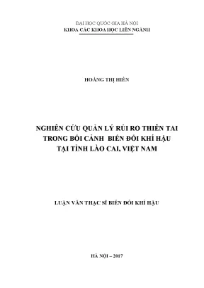 Quản Lý Rủi Ro Thiên Tai Trong Bối Cảnh Biến Đổi Khí Hậu