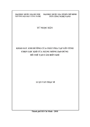 Khảo sát ảnh hưởng của chất pha tạp lên tính chọn lọc 