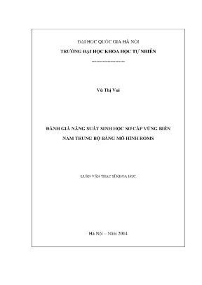Đánh Giá Năng Suất Sinh Học Vùng Biển Nam Trung Bộ Bằng 