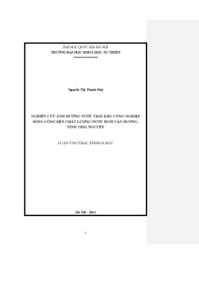 Nghiên cứu ảnh hưởng nước thải khu công nghiệp Sông Công