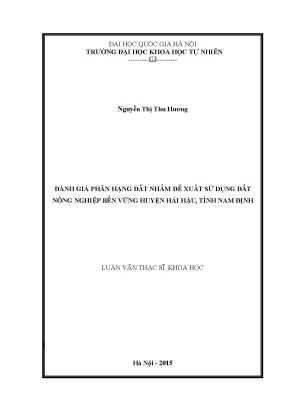 Đánh Giá Phân Hạng Đất Để Đề Xuất Sử Dụng Đất Nông