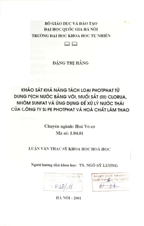 Khảo sát khả năng tách photphat từ nước thải bằng vôi và