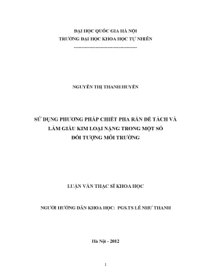 Phương Pháp Chiết Pha Rắn Tách Kim Loại Nặng Trong Môi