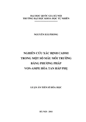 Nghiên cứu xác định cadmi trong môi trường bằng phương 