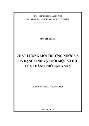 Nghiên cứu chất lượng nước và đa dạng sinh vật tại hồ