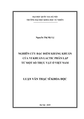 Nghiên cứu kháng khuẩn của vi khuẩn lactic từ thực vật