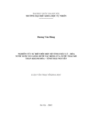 Nghiên cứu tác động của nước thải mỏ than đến tính chất