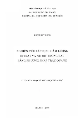 Luận văn: Xác định Nitrat và Nitrit trong rau (2024)