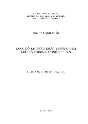Lược Đồ Sai Phân Khác Thường Trong Giải Phương Trình Vi Phân