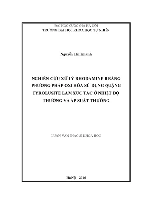 Nghiên cứu xử lý Rhodamine B bằng quặng pyrolusite ở