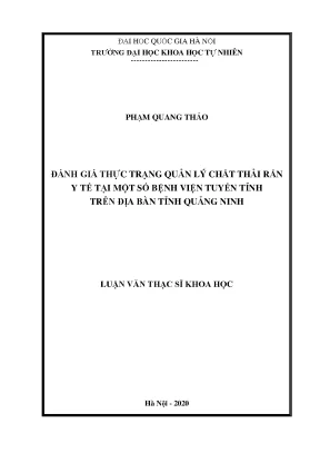 Đánh Giá Quản Lý Chất Thải Rắn Y Tế Tại Bệnh Viện Tuyến