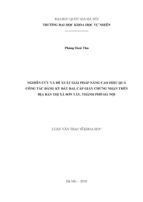 Giải pháp nâng cao hiệu quả đăng ký đất đai tại Sơn Tây,