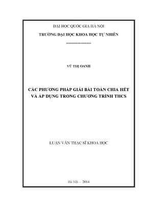 Các Phương Pháp Giải Bài Toán Chia Hết Trong Chương