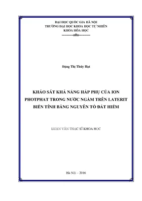 Khả Năng Hấp Phụ Ion Photphat Trong Nước Ngầm Trên