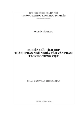 Nghiên cứu tích hợp ngữ nghĩa vào văn phạm TAG cho tiếng