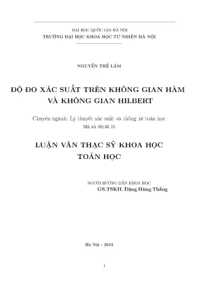 Độ Đo Xác Suất Trên Không Gian Hàm Và Không Gian Hilbert