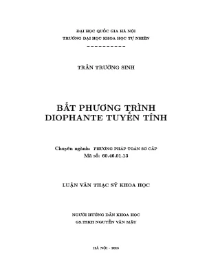 Nghiên cứu bất phương trình Diophante tuyến tính