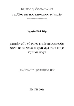 Nghiên cứu thiết bị đun nước nóng bằng năng lượng mặt
