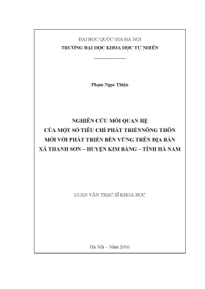 Nghiên cứu mối quan hệ giữa tiêu chí phát triển nông