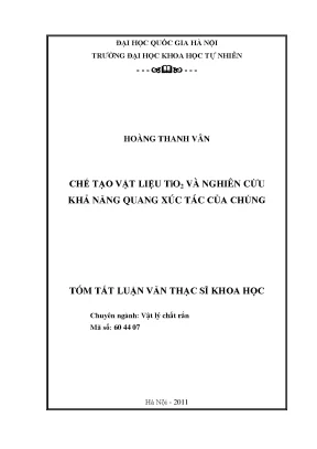 Nghiên cứu và chế tạo vật liệu TiO2 cho khả năng quang