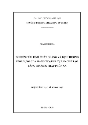 Nghiên cứu tính chất quang và ứng dụng của màng TiO2 pha