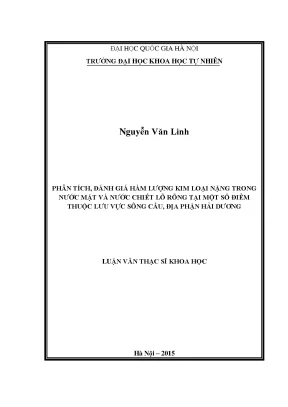 Phân Tích Hàm Lượng Kim Loại Nặng Trong Nước Tại Lưu Vực