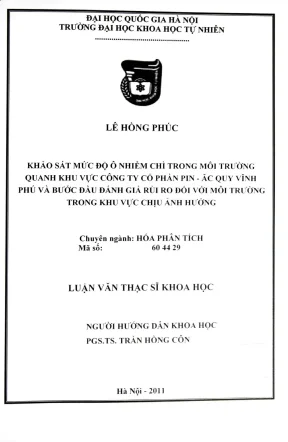 Khảo sát ô nhiễm chì và đánh giá rủi ro môi trường tại