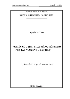 Nghiên cứu tính chất màng mỏng ZnO pha tạp nguyên tố đất