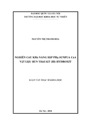 Nghiên cứu khả năng hấp phụ sunfua của bùn thải chứa sắt