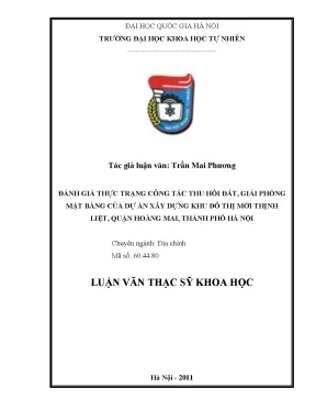Đánh Giá Công Tác Thu Hồi Đất Dự Án Khu Đô Thị Mới Thịnh 