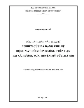 Nghiên cứu đa dạng động vật có xương sống tại xã Hương